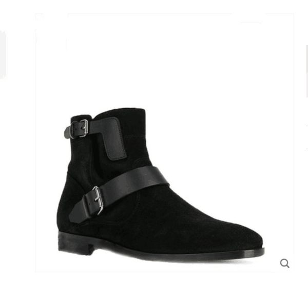 

factory outlet martin men's trendy new high-shoes frosted genuine leather metal side zipper versatile personality men's boots, Black