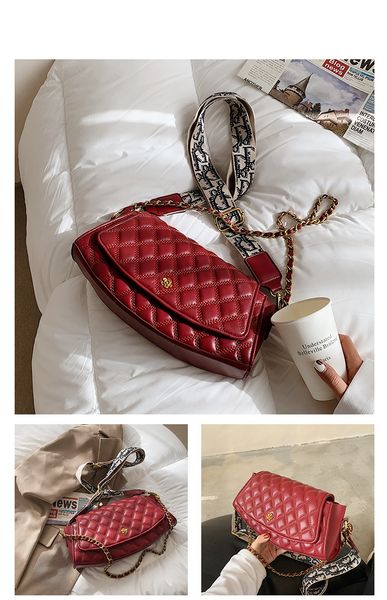 

hbp messenger bag handbag handbag the new designer woman bag texture fashion fashion shoulder bag chain plaid charm
