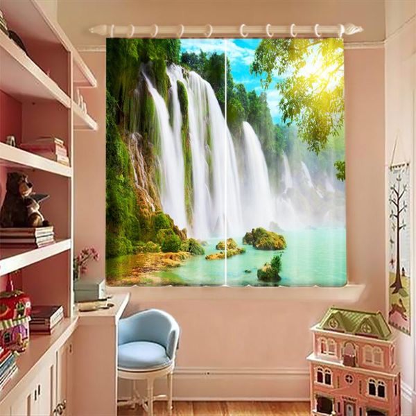 

rural landscape painting pattern blackout curtain for small windows thickened fabric child bedroom short curtain for living room