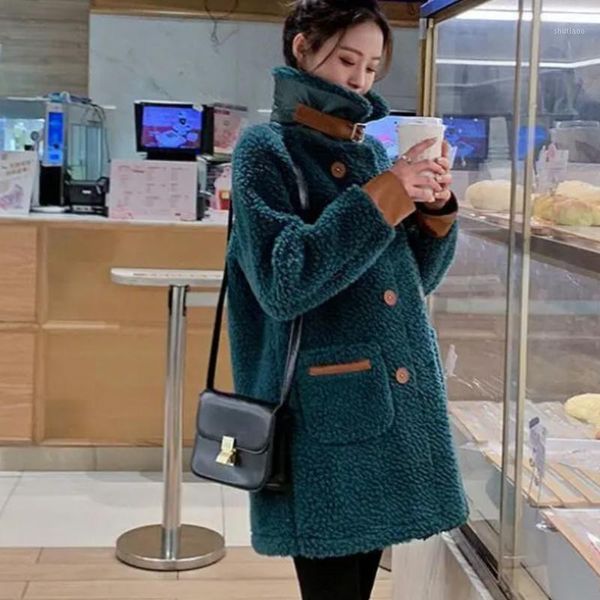 

woman lamb fur jacket woolen coats jacket parkas white fur coat1, Black