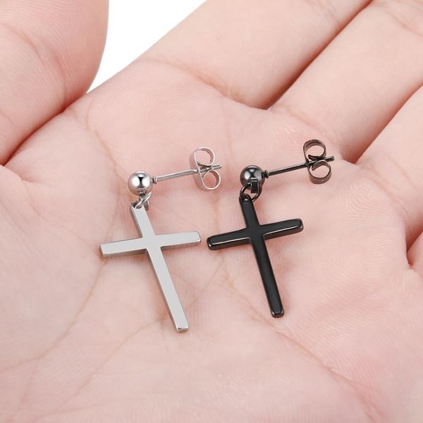 

2pcs/lot new cross dangle steel ear tragus cartilage helix stud bars simple stud earrings piercing for men/women jewelry 20g q sqcduv, Silver