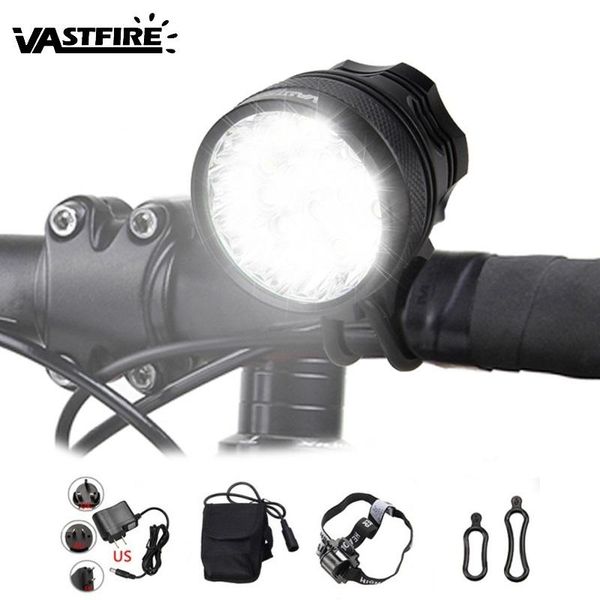 

bike lights 3 mode 8000 lm 16 led lamp beads bicycle light cycling with 12000mah battery bag+charger+headband