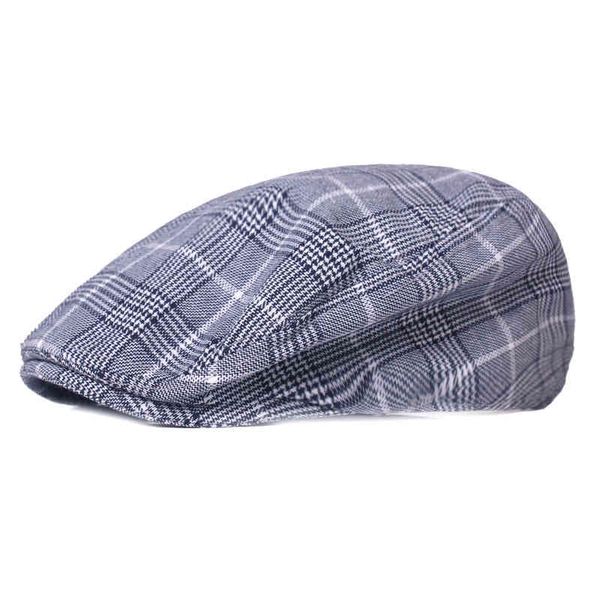

fashion berets men women cotton british retro plaid flat caps male spring autumn elastic driver hat duckbill caps, Blue;gray