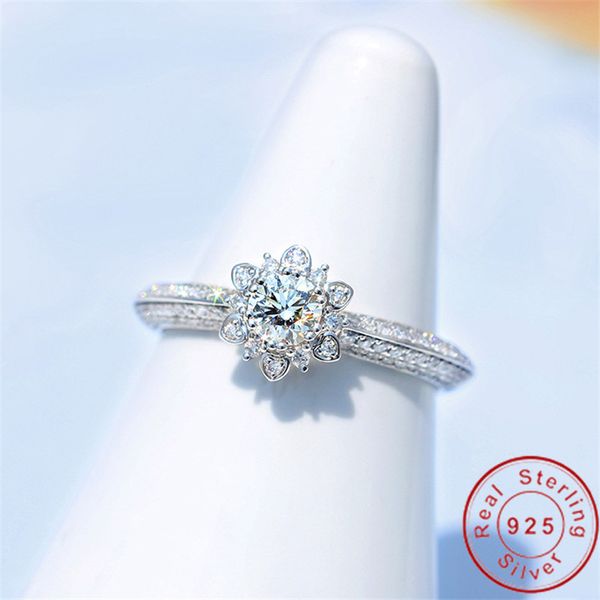 

classic female flower lab diamond ring 925 sterling silver engagement wedding band rings for women
