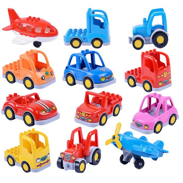 

diy bricks big size duploed classic city traffic series building blocks assemble bus car toys for children kids birthday gifts