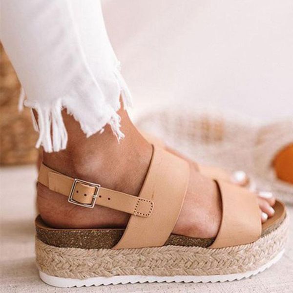 

women sandals summer buckle strap gladiator open toe sandals platform shoes female casual ladies plus size, Black