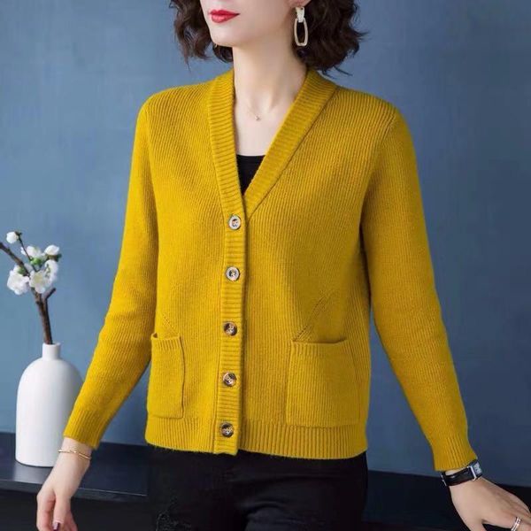 

women 2020 spring autumn sweater cardigan double pocket design female knitted sweater ladies fashion casual outerwear g25, White