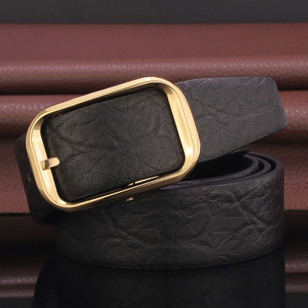 

head leather needle buckle, japanese button belt, men's korean fashion, casual and versatile, simple middle-aged belt, Black;brown