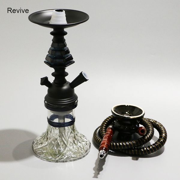 

revive glass hookah 295mm set black chicha ceramic bowl narguile transparent base bulb nargile single hose water pipe