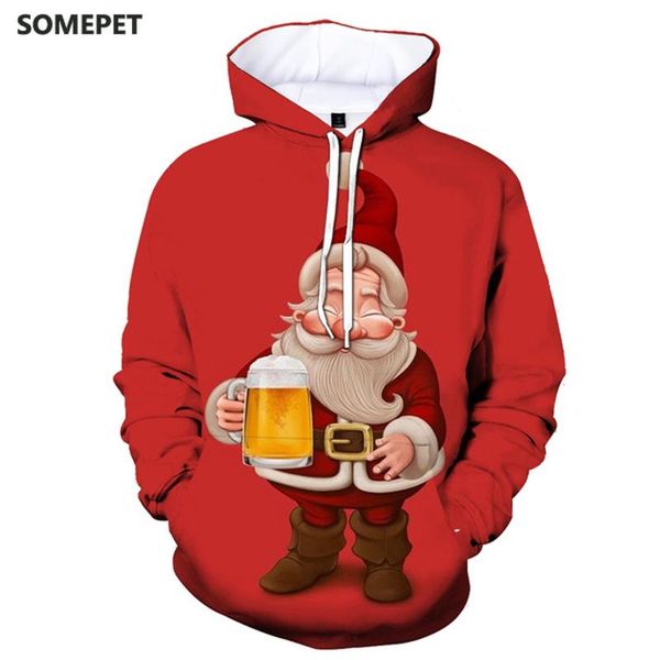 

women's hoodies & sweatshirts 2021 women men couples 3d christmas print streetwear korean style oversized hoodie daily wearing, Black