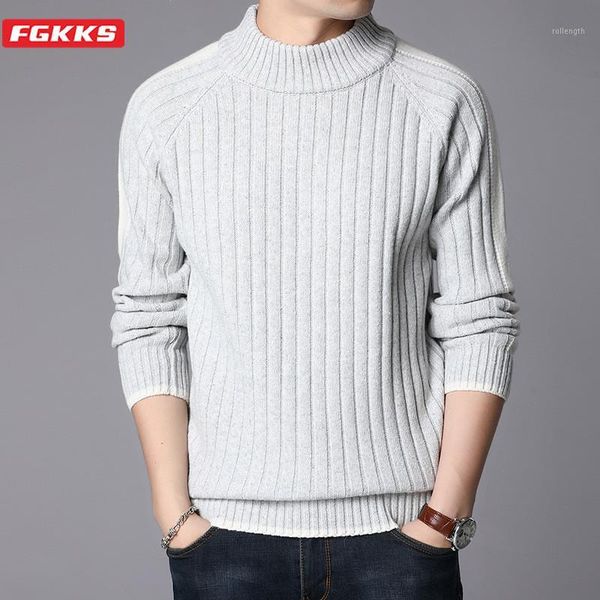 

fgkks fashion men sweaters autumn men's solid long sleeve knitting pullovers warm slim sweater male clothing1, White;black