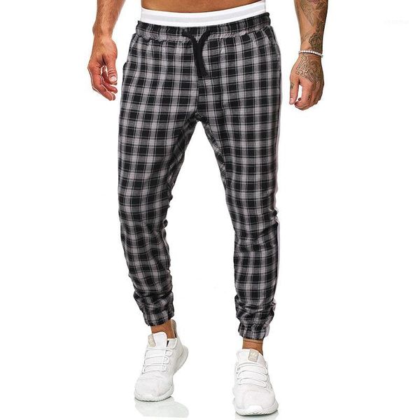 

casual harem pants men jogger pants men autumn fitness trousers male harajuku red plaid male high street joggers1, Black