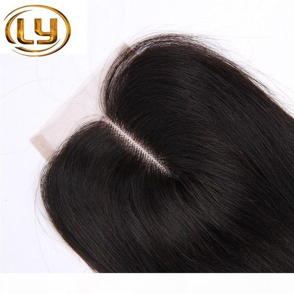

brazilian virgin human straight hair 4x4 lace closure 3 way part bleached knots middle three part ing, Black;brown