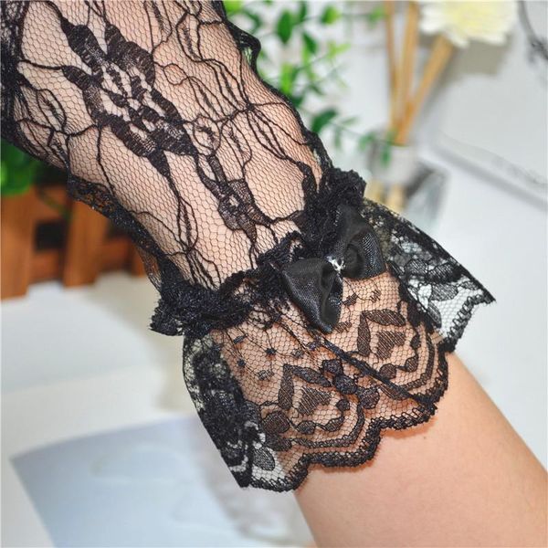 

elegant black glove paragraph fashion pattern bridal wedding gloves lace wedding accessories womens dress gloves novia st266 h jlljgf, White