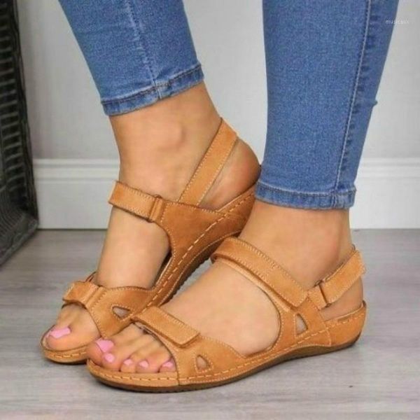 

2020 new summer sandals women flat ladies comfortable ankle hollow round toe sandals soft sole shoes sandalias mujer 20201, Black