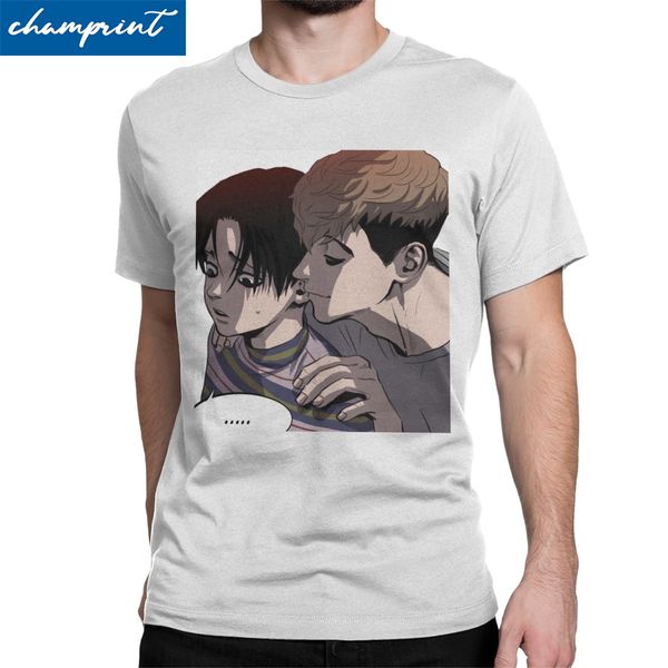 

killing stalking yoonbum & sangwoo men's vintage bum korean yaoi manga short sleeve summer sport hooded sweatshirt hoodie men t shirt