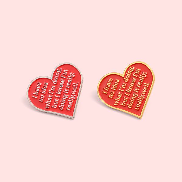 

red love heart enamel pins powerful phrase trust yourself brooches badges fashion pins gifts for friends, Gray