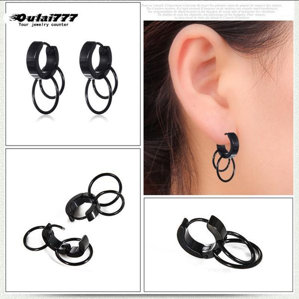 

earrings punk wholesale women\x27s mens earrings stainless steel for women fashion jewelry personalise silver black1, Golden;silver