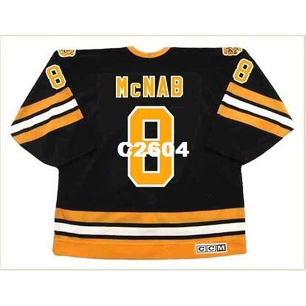 

mens #8 peter mcnab boston bruins 1978 ccm vintage retro hockey jersey or custom any name or number retro jersey, Black