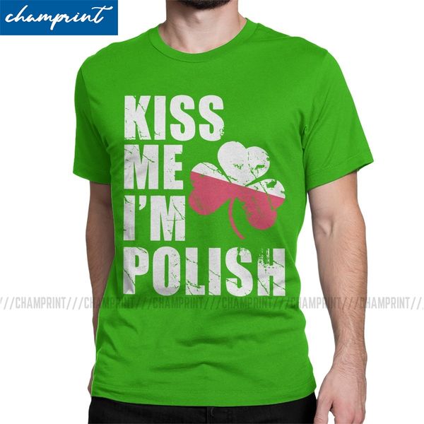 

kiss me i'm polish st patrick's day irish green shamrock funny short sleeve round neck tees 5xl hooded sweatshirt hoodie men t sh
