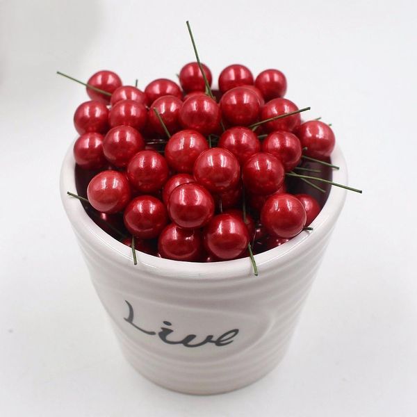 

40pcs mini plastic berry cherry artificial flowers stamen for wedding christmas decoration craft gift box flower scrapbook diy h jlldlm