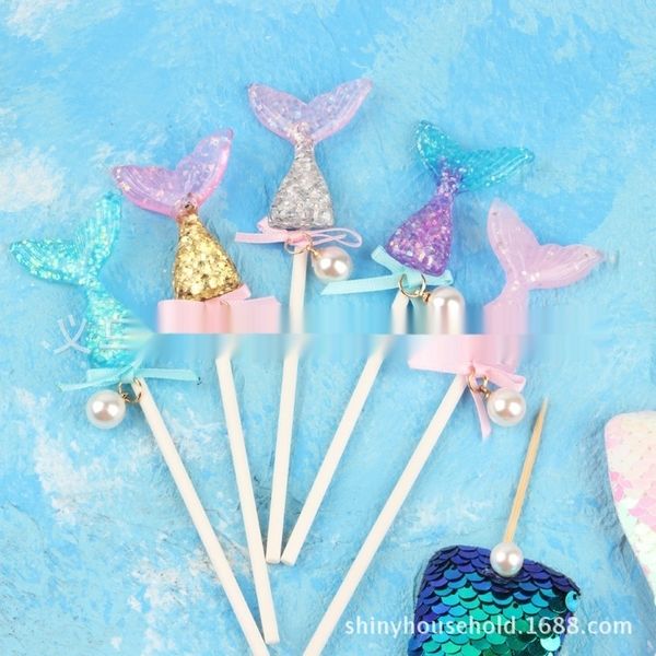 

серия j5iqu русалка торт mini изысканный жемчуг украшения украшения торта хвост океан светлый жемчужный плагин 2ovdx