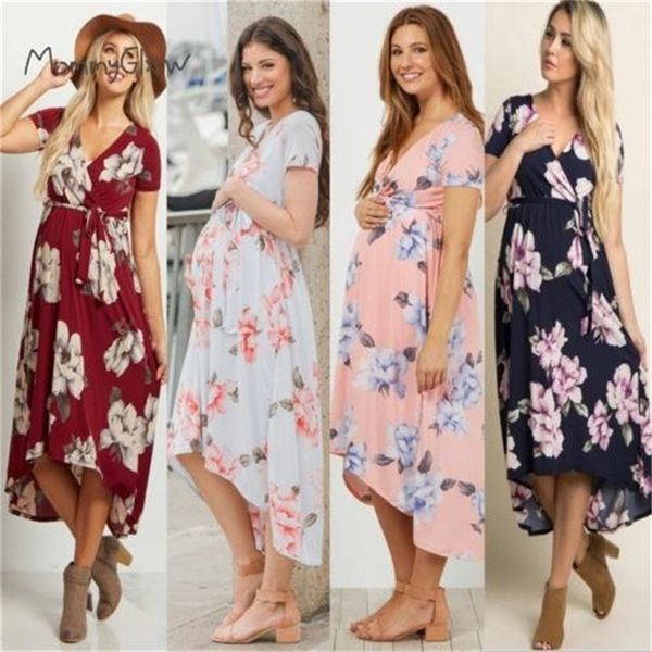 

pregnant women floral long maxi dresses maternity gown pgraphy p shoot clothes pregnancy summer beach sundress 2020 new lj201123, White