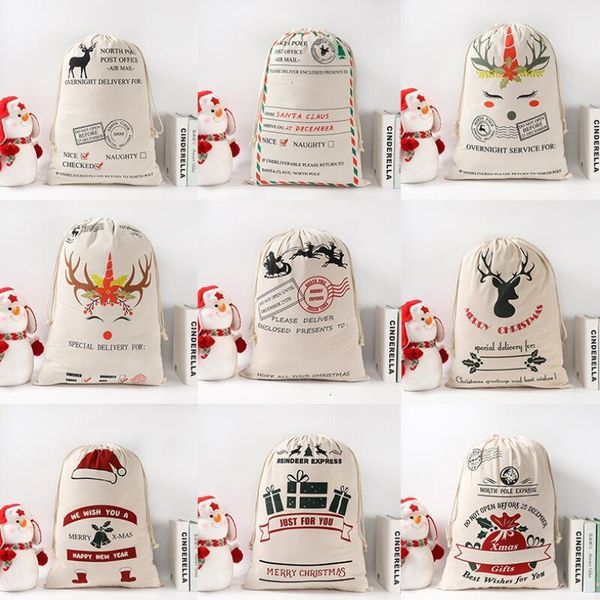

bags sacks monogrammable christmas sack gift drawstring bag santa claus deer 9 designs bulk owf914 bhkr