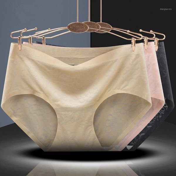 

seamless bottoming mid-waist cotton new jacquard breathable briefs cotton panties female panties for women briefs1, Black;pink