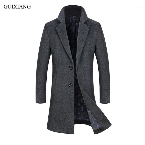 

2020 new arrival style men boutique woolen overcoat business casual long solid slim wool trench coat size m-4xl1, Black