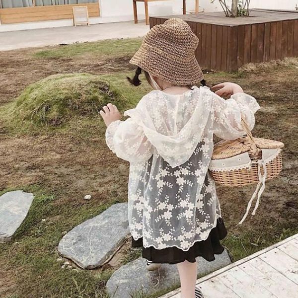 

kid weixinbuy лето девушки lace цветочные солнцезащитный одежда thin дышащий кондиционер hoodie пальто, Blue;gray