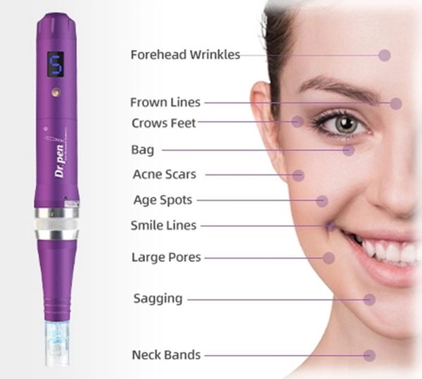 

microneedle derma pen x5 dr. pen home use new microneedling dermapen with 6pcs needle cartridges by express shipping