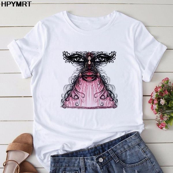 

women t shirt eye skirt printed aesthetics retro t-shirt new summer graphic tees fashion fun harajuku tshirt female, White