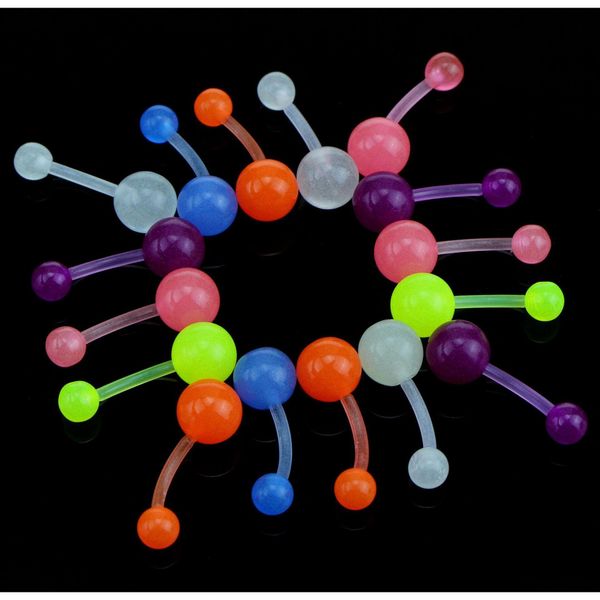 

luminous soft belly nave bar rings glow in dark colorful body piercing jewelry belly buttonring kuez6, Silver