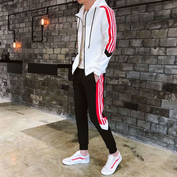 

autumn winter men's and sportswear suit trend korean loose plush youth two piece casual wear, Gray