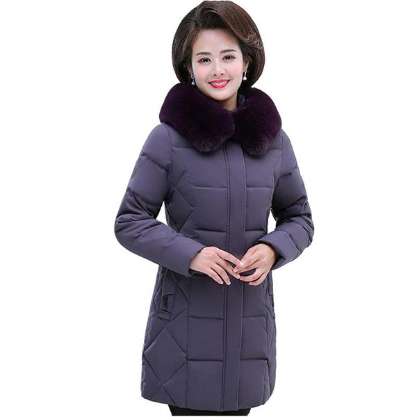

women's down & parkas winter parker coat noble middle-aged cotton womens 2021 jacket padded medium long hooded warm jackets clothing, Black