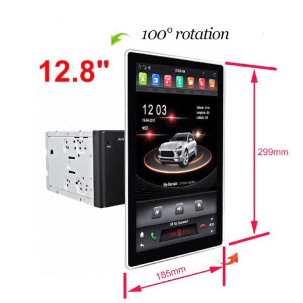 

player dsp ips 12.8" android 8.0 4gb +64gb + 8core car dvd multimedia gps map rds radio wifi bluetooth 4.2 2 din for universal