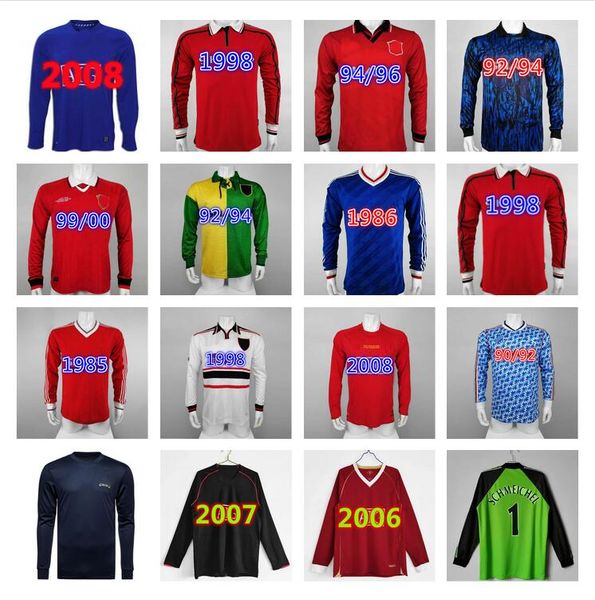 

manchester 92 98 keane giggs long sleeve retro soccer jerseys ronaldo cantona beckham solskjaer ferdinand rooney scholes chicharito home awa, Black