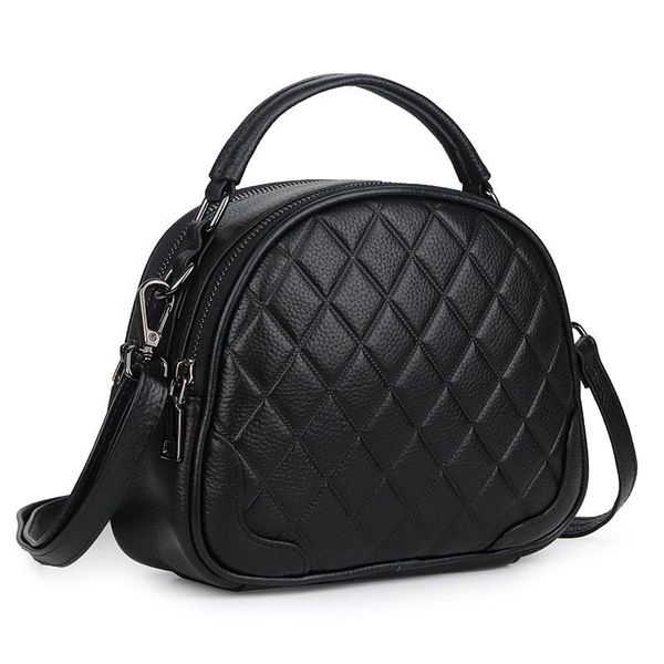 

new women's leather bag fashion handbag simple first layer leather small square bag