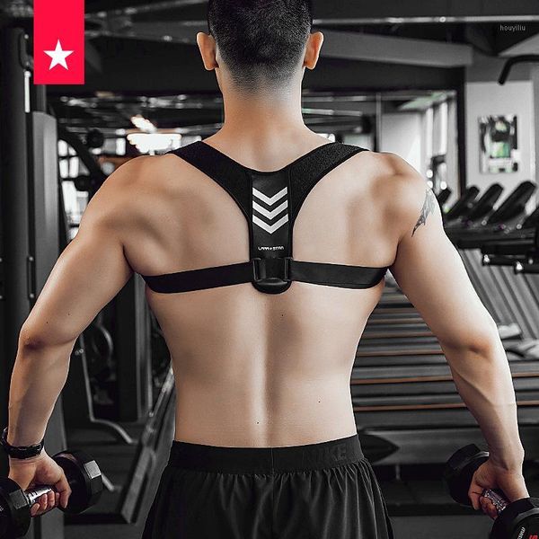 

back support adjustable belt posture corrector shoulder lumbar braces correction1, Black;blue