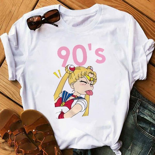 

90s funny women t shirt harajuku clothes tshirt aesthetic cat anime tee women cute tshirt female kawaii tees fashion, White