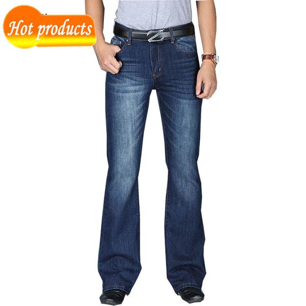 

spandex 2020-modis men's big denim pants cut burned leg loose high waist fitting male designer classic jeans cun9, Blue