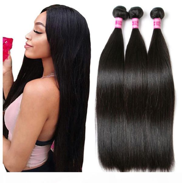 

brazilian straight hair weave bundles 100% human hair extensions non remy jet black 1 piece 3 bundles 4 bundles avaliable