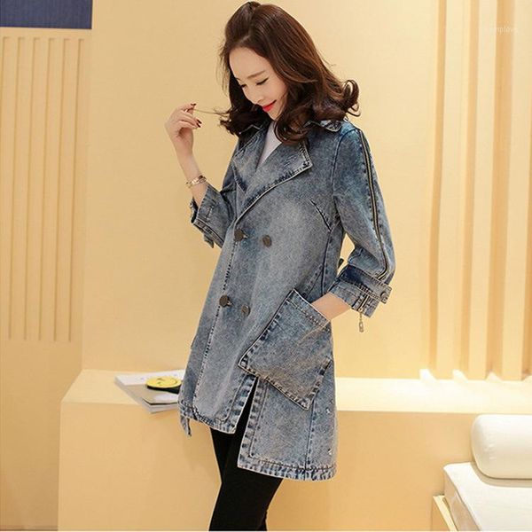 

european new spring 2020 han edition of loose jean jacket seven long sleeve in the female code cowboys windbreaker1, Black;brown