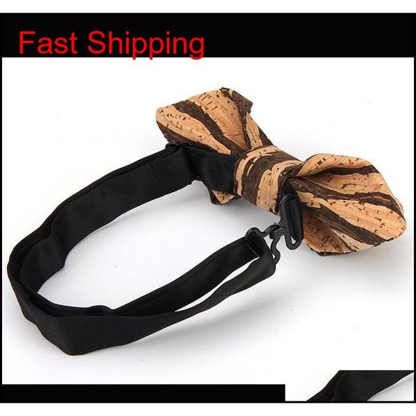 

2019 sharp corner cork wood bowties men's novelty striped geometric pattern wooden bow ties for m qyloql dh_seller2010, Black;gray