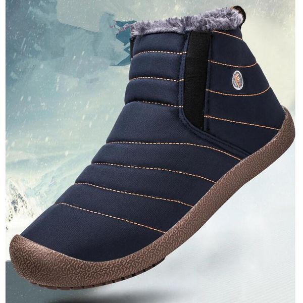 

men snow boots ankle boots winter couples new solid color plush inside anti skid bottom warm waterproof men a839, Black