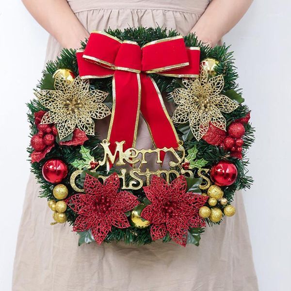 

40cm christmas wreath wall door hanging ornament fake flowers for xmas wedding party decor prop rattan pendant 20201