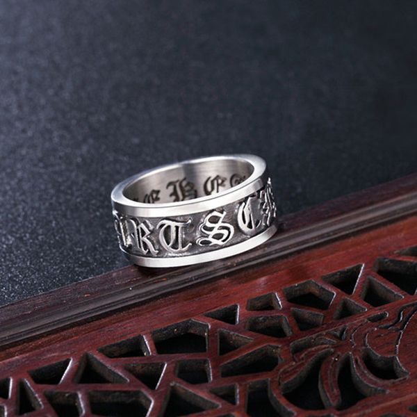 

fashion brand retro cross band rings men stainless steel hip hop rock male jewelry titanium rings accessories size 7-8-9-10-11-12, Silver