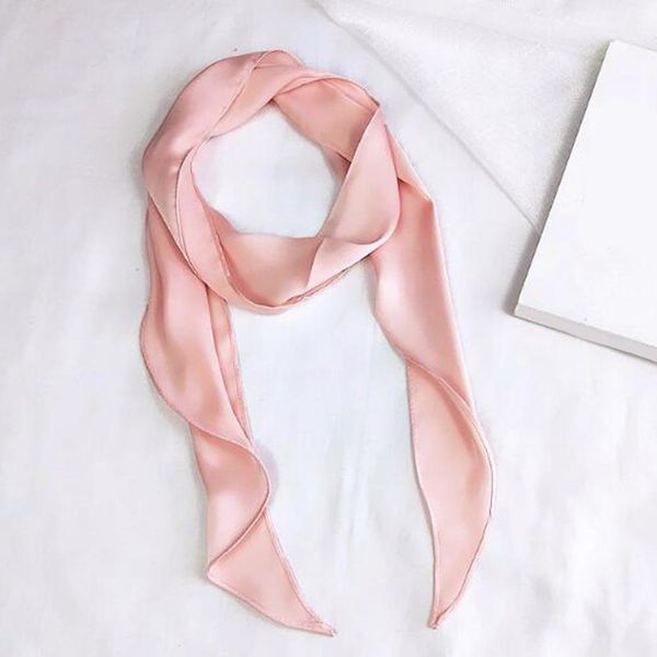 

fashion solid color long ribbon silk scarf spring summer women's wild small neck scarves neckerchief hair band bag handle wraps q bbyen