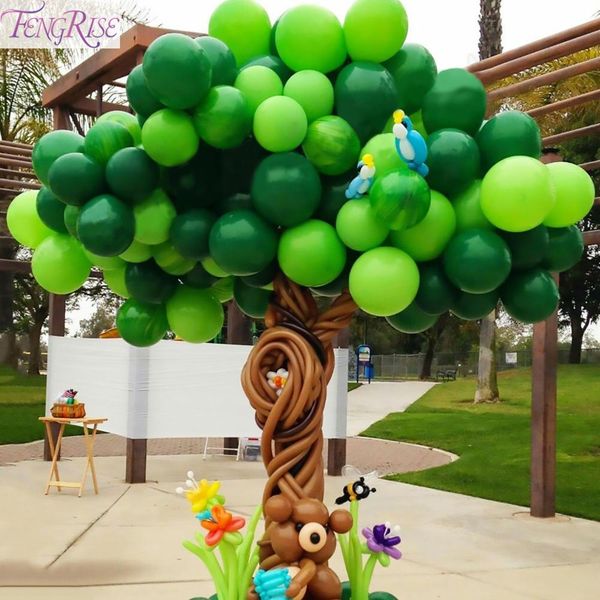 

fengrise dark green animal balloons palm leaf balloon child safari party ballons decoration birthday binosaur baloon